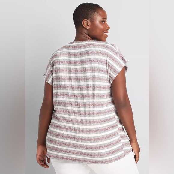 Lane Bryant|Knit Dolman Sleeve chevron stripe top, Neutral dusty rose•Size 26/28 - Picture 3 of 11